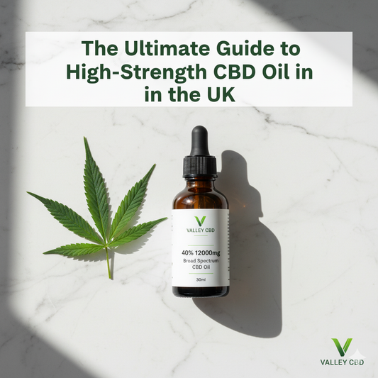 A feature image showing an abstract green topographic map with a glowing pound sign, symbolizing the smart value and cost-effectiveness of high-strength CBD oil