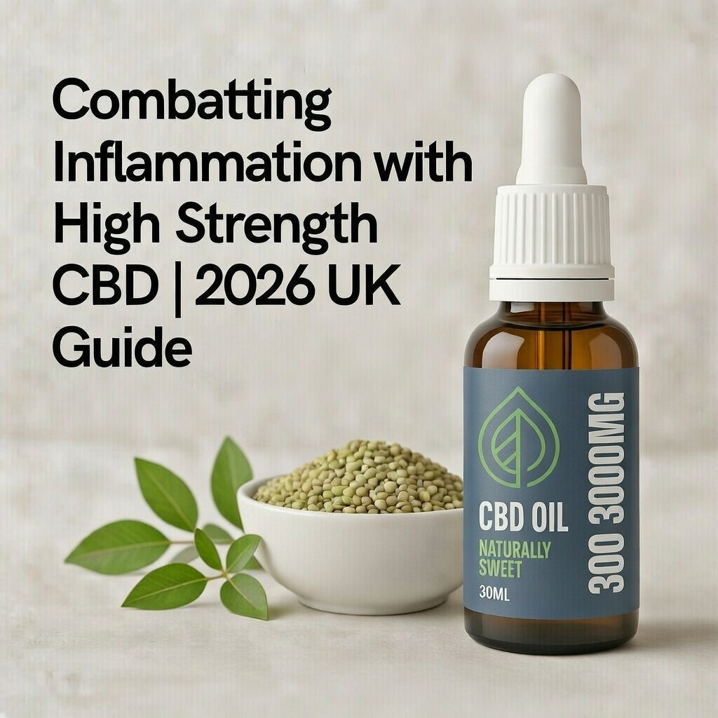 CBD oil pictured with an article about inflammation research