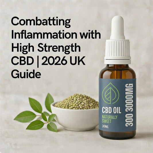 CBD oil pictured with an article about inflammation research
