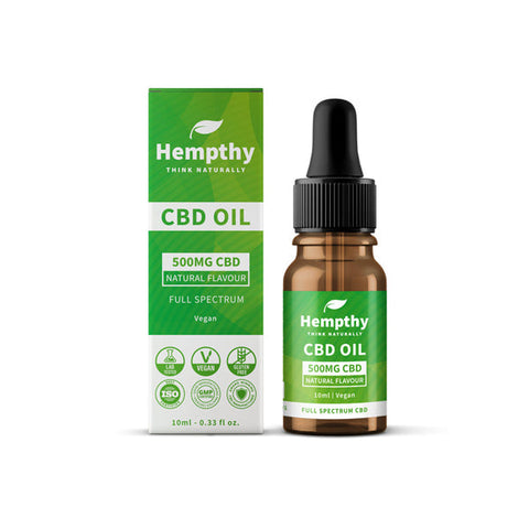 Hempthy 500mg CBD Oil Full Spectrum Natural - 10ml